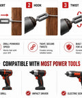 Step-by-step guide showing 2 Pack Heavy Duty Electric Drill Wire Twister With 1/4 Inch Hex Shank for easy use.