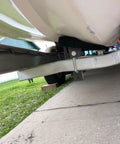 Rock Solid Universal 4 Pcs 8 Inch Boat Trailer Bunk Brackets With Swivel Top U Bolt Kit For Pontoon And Jet Hulls mounted under boat.