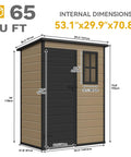 5x3ft Resin Outdoor Storage Shed With Floor Lockable Door And Window Built Tough For All Weather...