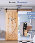 EaseLife 6.6 Ft Sliding Barn Door Hardware Track Kit With Basic J Pulley For 36 To 40 Inch Wide Single Door Aluminum Black Powder Coated Anti Corrosion Ball Bearing Rollers Smooth Quiet Glide And Easy Install shown installed on wooden door
