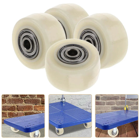 Top Notch 4 Pack 1.5 Inch Nylon Caster Wheels for smooth movement on heavy furniture and dollies, beige nylon wheels.