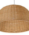 Wicker Dome Pendant Lamp With Handwoven Rattan For A Cozy Coastal Vibe, Perfect Ceiling Light For Living Room Or Bedroom, Natural Home Decor, 19.5 Inch Diameter, Adjustable 83 Inch Cord, Bulbs Not Included, Warm Glow