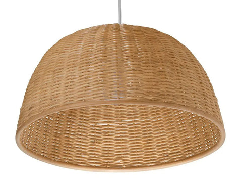 Wicker Dome Pendant Lamp With Handwoven Rattan For A Cozy Coastal Vibe, Perfect Ceiling Light For Living Room Or Bedroom, Natural Home Decor, 19.5 Inch Diameter, Adjustable 83 Inch Cord, Bulbs Not Included, Warm Glow