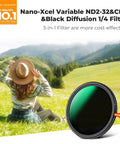 82mm Dope Diffusion Mist Filter With ND Quarter And Variable ND Two To Thirty Two Stops One To Five Plus Circular Polarizer CPL For Camera Lenses Nano X Series 28 Multi Coated Pro Grade All In One HD Filter product on grassy hillside