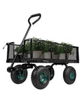 Heavy Duty Steel Garden Cart Workhorse With Detachable Side Panels That Convert To Flatbed For Yard And Farm Use 880 Lbs Capacity
