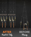 Six Pack Wall Mounted Fishing Rod Holder Rack With Dual Anti Slip Pads Holds Up To Five Rods Per Clamp For 0.1 To 0.75 Inch Poles