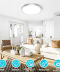16 Inch Flush Mount LED Ceiling Light Fixture With Adjustable Color Temperature 3000K 4000K 6500K 36W 3200lm Brushed Nickel
