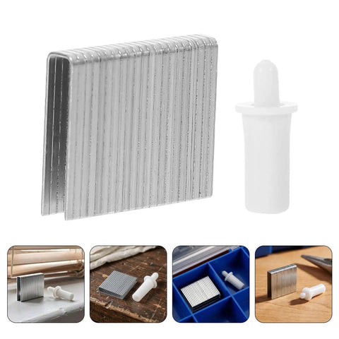Top Notch Hardwood Shutter Pin Repair Kit Thirty Piece Set showing stainless steel pins and plastic tabs for window blinds.