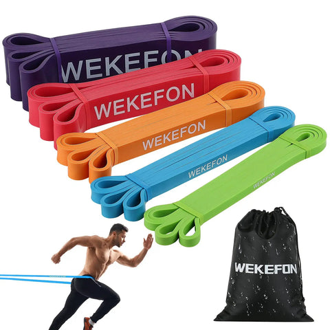 Five Pack Pull Up Bands Set Heavy Duty Resistance Bands For Men And Women CrossFit Fitness Mobility Training Ideal For Home Gym Workouts Set Of 5 Ranging From 15 To 125 Lb with carry bag