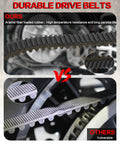 Comparison of heavy duty CVT drive belt for RZR XP 900 1000 XP4 General with other belt, showing durability and design details.