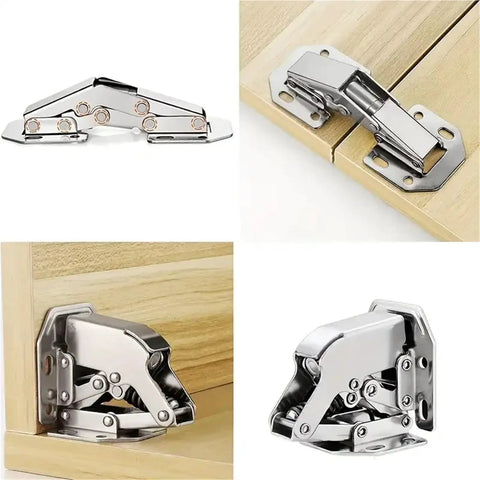 Heavy Duty Metal Hidden Cabinet Hinges 90 Degree Spring Buffer Screws Included Set Of 4 For Cabinets And Furniture