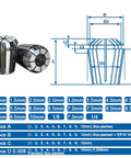 Heavy Duty ER16 Spring Collet Chuck 1 To 10mm And Inch Sets Fits CNC Engraving Machines, showing size dimensions and packaging details.