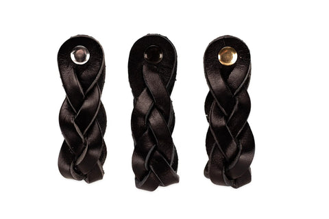 Braided Leather Drawer Pulls Set In Black Six And A Half Inch Length By One Inch Width Fashioned With Durable Leather For Dresser