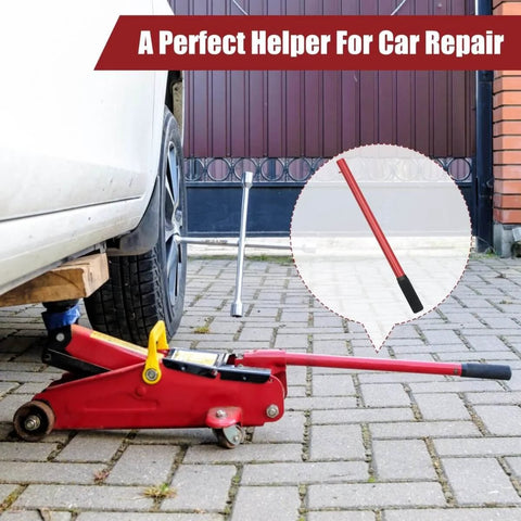 Horizontal Hydraulic Jack Handle For 2-Ton Floor Jacks Red Replacement Car Jack Pole Lever Heavy-Duty Metal Build 15 Inch Length