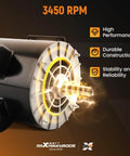 Front view of maXpeedingrods 5HP SPL air compressor motor, 56 frame, 3450 RPM, 230V, 5/8-inch keyed shaft, CCW
