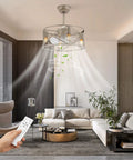 Ceiling Fan Light with 3 Blades, Reversible Airflow, Silent Operation in a modern living room with remote control.