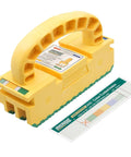 Microjig GRR-RIPPER 2GO push block in yellow/green with color-coded index sheet.