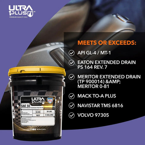 Heavy Duty SAE 50 Manual Transmission Fluid Full Synthetic Built For Extreme Heat And High Shear, 5 Gallon Pail