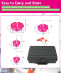 4 Piece Pipe Reamer Kit For PVC CPVC And ABS Piping with sizes 1.5 to 4 inch, pink tools, black storage case, red handles