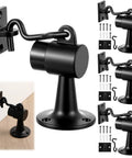 Beefy Heavy Duty Floor Mounted Door Stop 4 Pack 3.5 Inch Aluminum Commercial Grade Door Stopper With Rubber Bumper Black