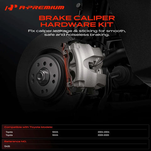 Upgrade Your Ride With This A-Premium Rear Disc Brake Hardware Kit Perfect For Toyota RAV4 2004 And 2005 Models Ensuring Smooth Stops And Peak Safety Performance Every Way You Go. rear caliper and rotor