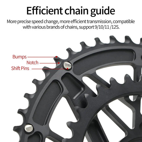 Road Bike Crankset 170mm Direct Mounted Hollow One Piece Double Disc with shift pins and notches for 9-12 speed chainrings