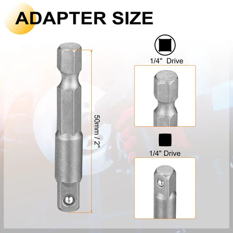 Deep 6-Point Impact Socket Set With 1/4-Inch Drive For Hard Metal Jobs Including The Perfect 4.5mm Metric Size Measuring Two Inches Long Made From Tough CR-V Steel To Crush Any Tough Job You Got. 50mm adapter size