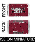 Class Of 2026 Graduation Mini Candy Bar Wrappers For Epic Party Favors Maroon Design 42 Count Self Adhesive Stickers