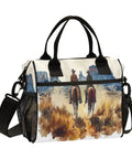 Desert Cowboy Insulated Lunch Bag For Women With Adjustable Shoulder Strap, featuring cowboy print and durable nylon exterior.