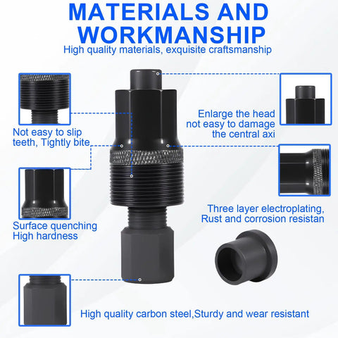 Compact Black Bicycle Crank Puller Tool For Universal Compatibility And Removal, Steel Swivel Pulley Design, material features