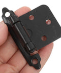 Black Overlay Cabinet Door Hinges 6 Pack Self Closing Flush Face Mount Kitchen Cupboard Hinges for soft close shown.