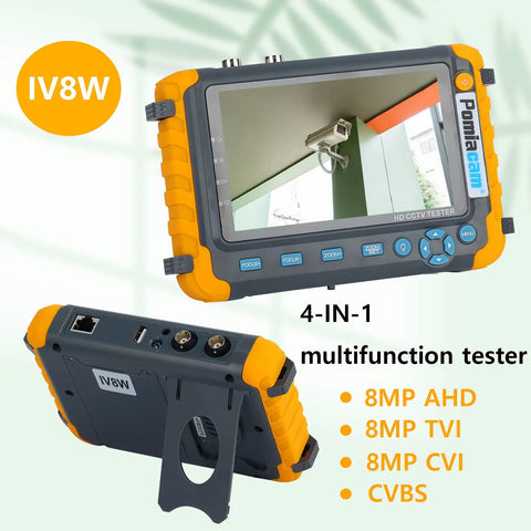 Portable 5 Inch CCTV Monitor And Camera Tester On The Go 4 In 1 8MP AHD TVI CVI CVBS 1080P Coaxial HD Video Tester with screen and ports