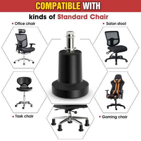 Premium Office Chair Glides Replace Swivel Casters With Slick Stationary Fixed Feet for standard chairs, including office and gaming types.