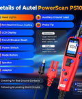 PowerScan PS100 Circuit Tester 2 Point 0 12 24V Automotive Electrical Probe Tool For DIYers And Pros Fast Diagnostics Live Circuit Testing Ground Check Clip Probes Troubleshooting Made Easy, red handheld tester with probe and clip