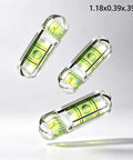 Mini Bubble Spirit Levels, 3 Pcs 30 X 9Mm Layout Tools, three durable acrylic bubble levels in a floating arrangement.