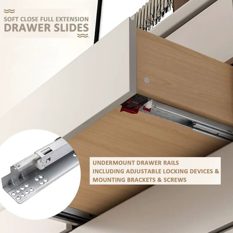 Image of 2 Pack 21 Inch Undermount Drawer Slides With Soft Close Action showing installed tracks and mounting hardware.