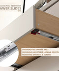 Hella Sturdy 21 Inch Undermount Drawer Slides Zero Fuss Soft Close Full Extension showing rail and mounting brackets.