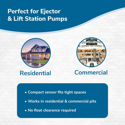 Diagram of Easy No Pit Entry Electronic Sewage Pump Switch for residential and commercial ejector and lift station pumps