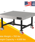 Bombproof Welding Fixture Table With Locking Casters Rock Solid 60 By 60 Laser Etched Grid And 36 Inch Height, showing 60x60 inch mobile welding table.