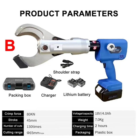 Electric Hydraulic Cable Cutter For Copper And Aluminum, 60KN Handheld Wire Cutting Tool with 360 Degree Rotatable Alloy Blade