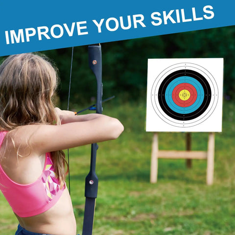 Archery Target Paper Set 20 Pack 24 Inch 60 Cm Ten Ring Targets With Four Target Face Pins for practice shooting outdoors