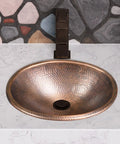 18 Gauge Pure Copper Oval Drop In Bathroom Sink Hand Hammered For Vanity Countertop 17 Inch Top Mount Copper Vanity Sinks