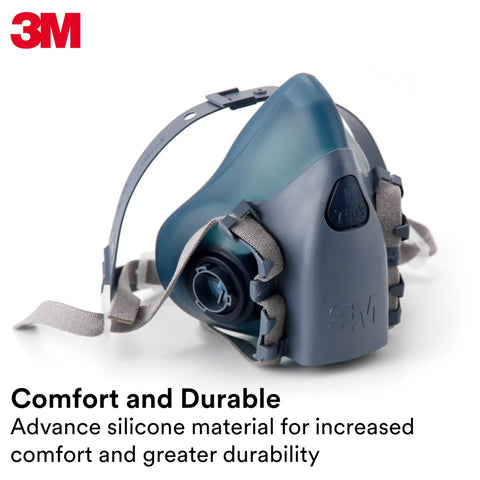 Your Go To Reusable Half Facepiece Respirator 7502 With NIOSH Approval, Cool Flow Valve, Integrated Dropdown Suspension, Bayonet Connections, Dual Airline Supplied Air Compatible, For Chemical Handling And Painting