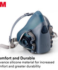 Reusable Respirator Half Facepiece 7501 NIOSH Approved Cool Flow Valve shown in small size, highlighting silicone material