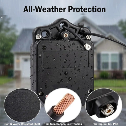 End Fed Half Wave HF Antenna For 1 To 30 MHz Multiband 100W Capable Portable And Base Station Ready Outdoor Ham Radio Antenna For CW FM AM FT4 FT8 SSB Across Multiple Bands with waterproof design in rain.