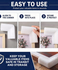 Steps to attach 100 Pack Foam Corner Protectors For TV Frames, Photos, Mirrors And Picture Frames on wooden frame edge