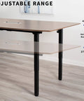 Heavy Duty VIVO 4 Leg Black Electric Dual Motor Standing Desk Frame For 60-130 Inch Tops showcasing height adjustment features.