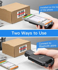 Upgraded Bluetooth Barcode Scanner With Back Clip For iPhone And Android attached to phone and used wirelessly