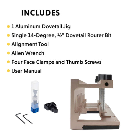 Adjustable Dovetail Jig Kit DIY Friendly 12 Inch Template For Furniture And Cabinet Making Aluminum Layout Gold Finish