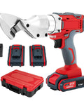 Heavy-Duty 21V Cordless Electric Metal Shears With 1500mAh Battery and chrome vanadium blades for cutting metal sheets.